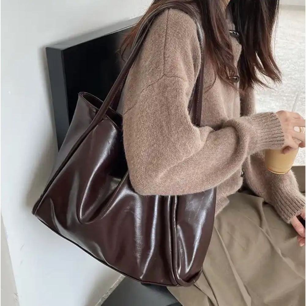 #77 Vegan Leather Brown casual Shoulder Computer work everyday handbag - Picture 2 of 6